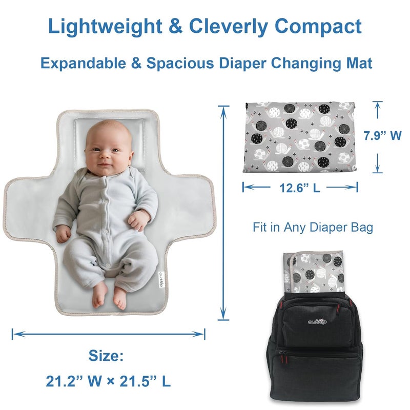 outtip Cute Snail Portable Diaper Changing Mat,Waterproof Foldable Travel Changing Pad,On-The-Go Wipeable Reusable Changing Pad – Waterproof & Compact,for Diaper Bags,Travel,Car Backseat Changes,Strollers - Image 2